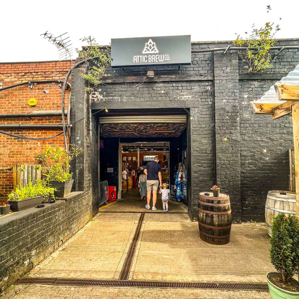 Opening to the Attic Brew Co brewery from the outside