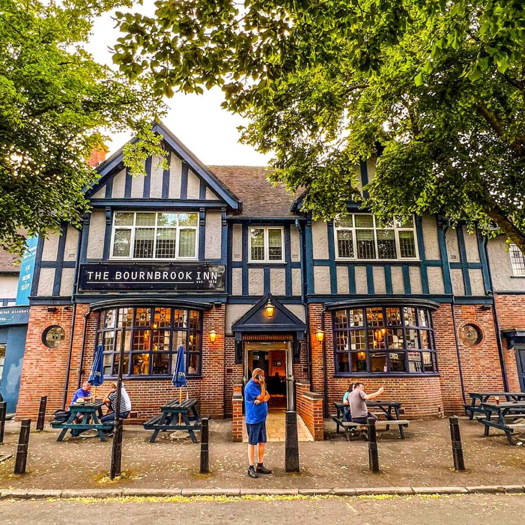 The tudor looking front of the Bournebrook Inn