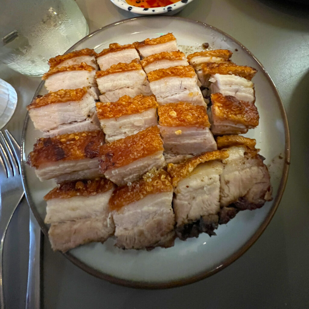 A plate of pork belly at Eat Vietnam, Best Restaurants in Stirchley Birmingham