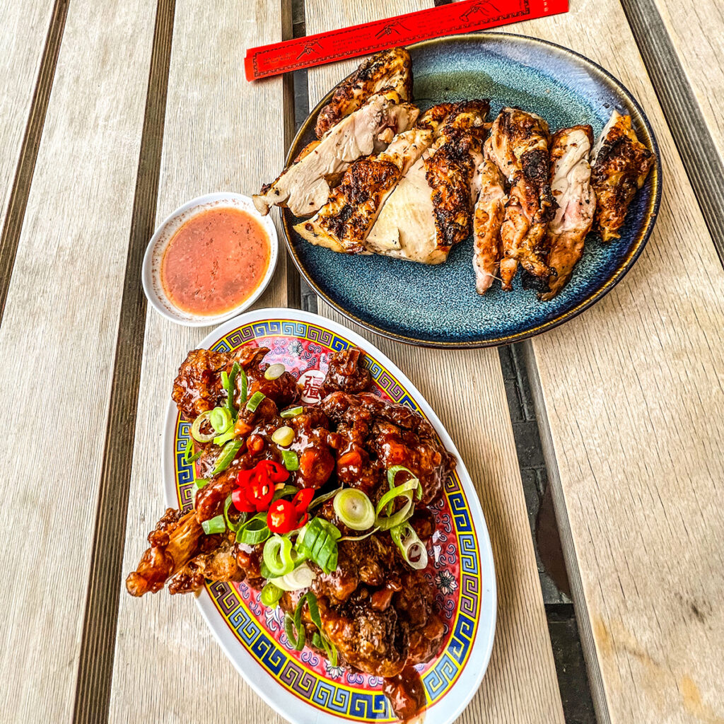 Marmite and peanut butter cauliflower with BBQ chicken at Eat Vietnam, Best Restaurants in Stirchley Birmingham