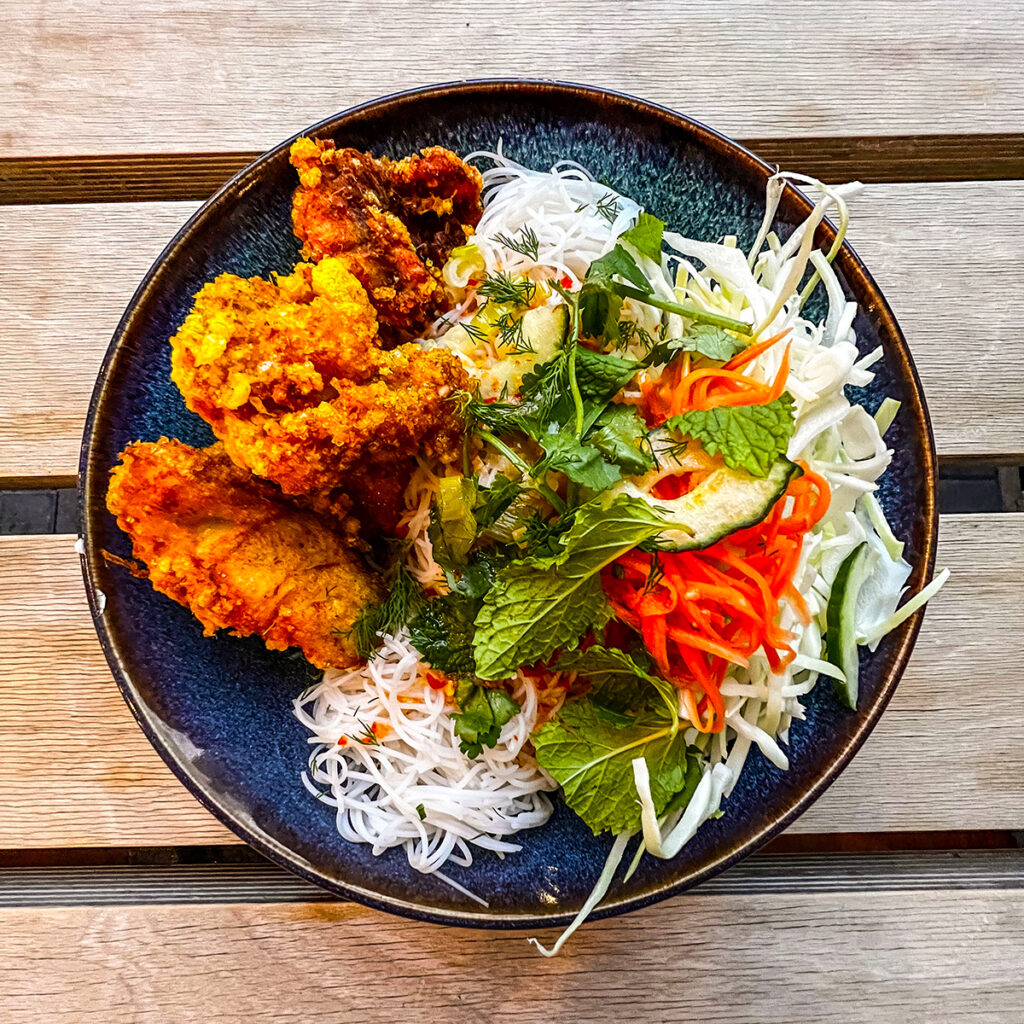 Crunchy Vietnamese salad with fried chicken, Best Restaurants in Stirchley Birmingham