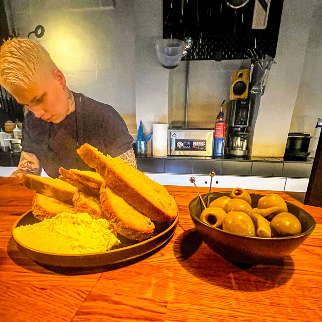 Bread, olives and whipped butter at Rabbit, Best Restaurants in Stirchley Birmingham