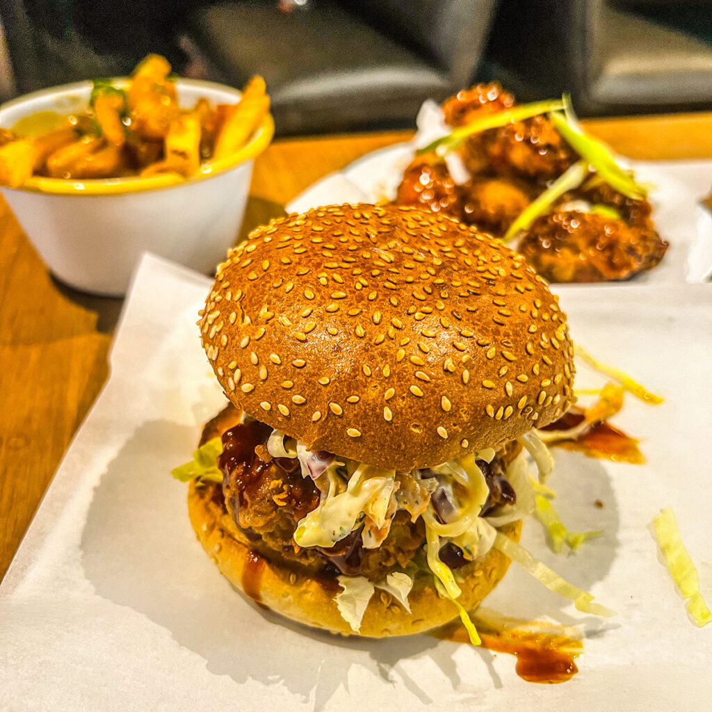 YardBQ burger, fries and wings