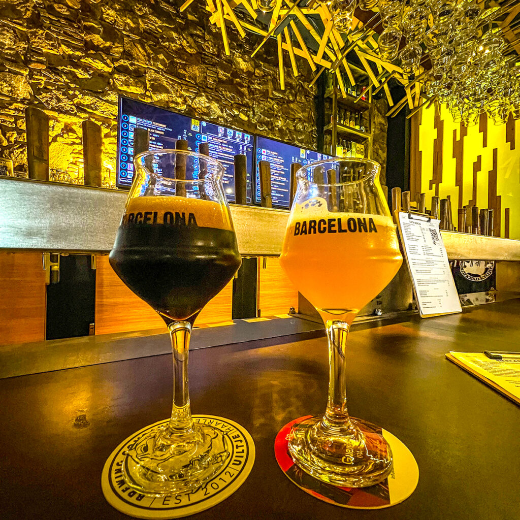 Barcelona Bars and Restaurants: 
Two half beers at Biercab