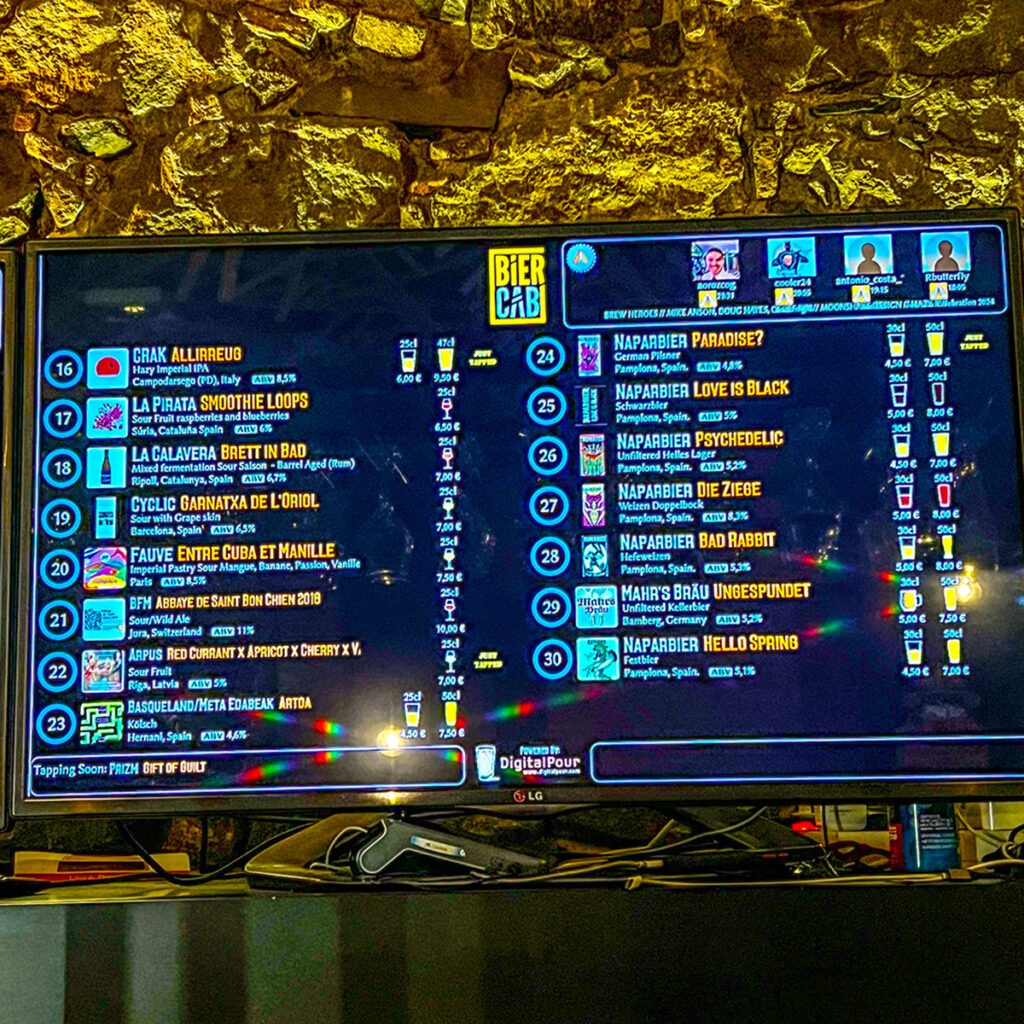 Barcelona Bars and Restaurants: 
The beer board at BierCab