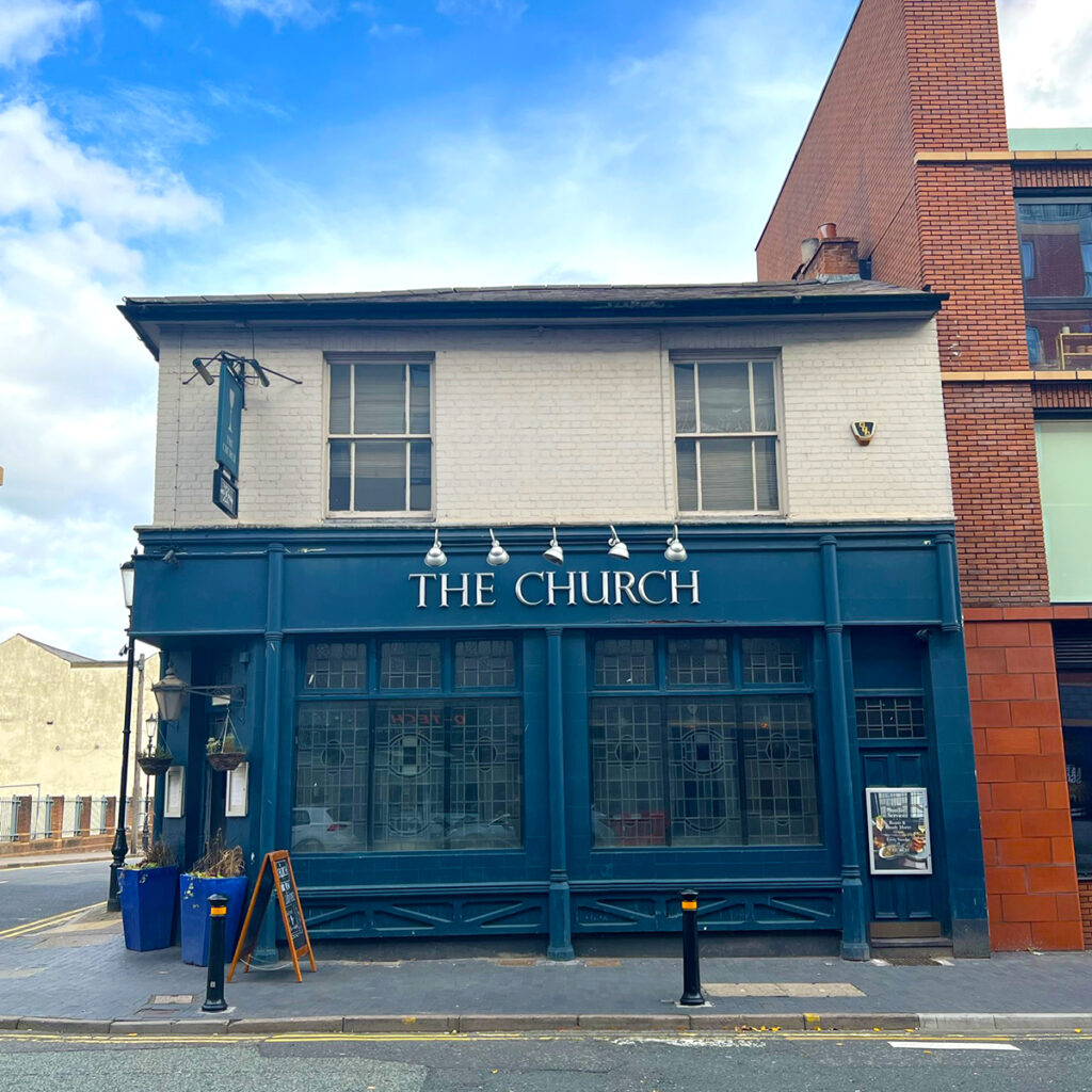 The outside of The Church. Pubs in Hockley Birmingham