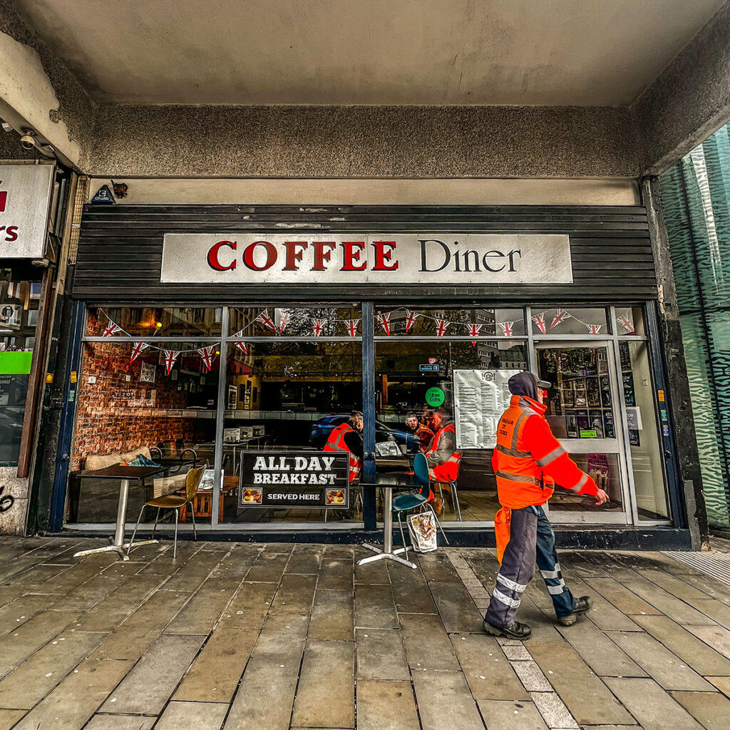 An exterior shot of Coffee Diner.