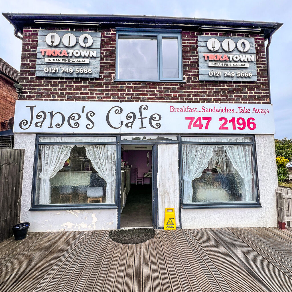 The front of Janes Cafe in castle Bromwich

