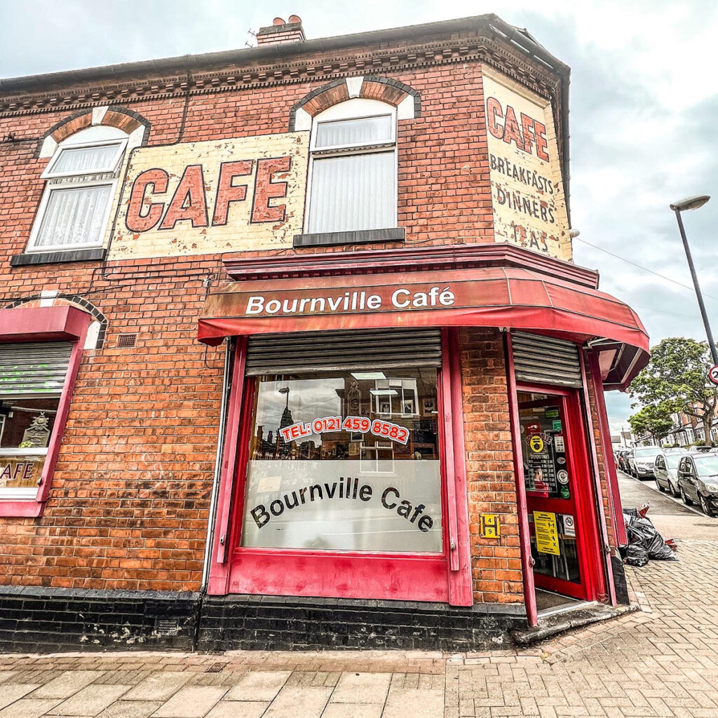 Exterior of Bournville Cafe, a spot known for some of the best full English breakfasts in Birmingham

