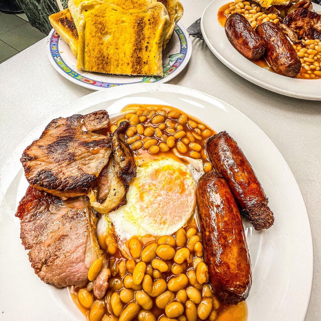 A huge fry up with toast at the Clock cafe in Northfield.

