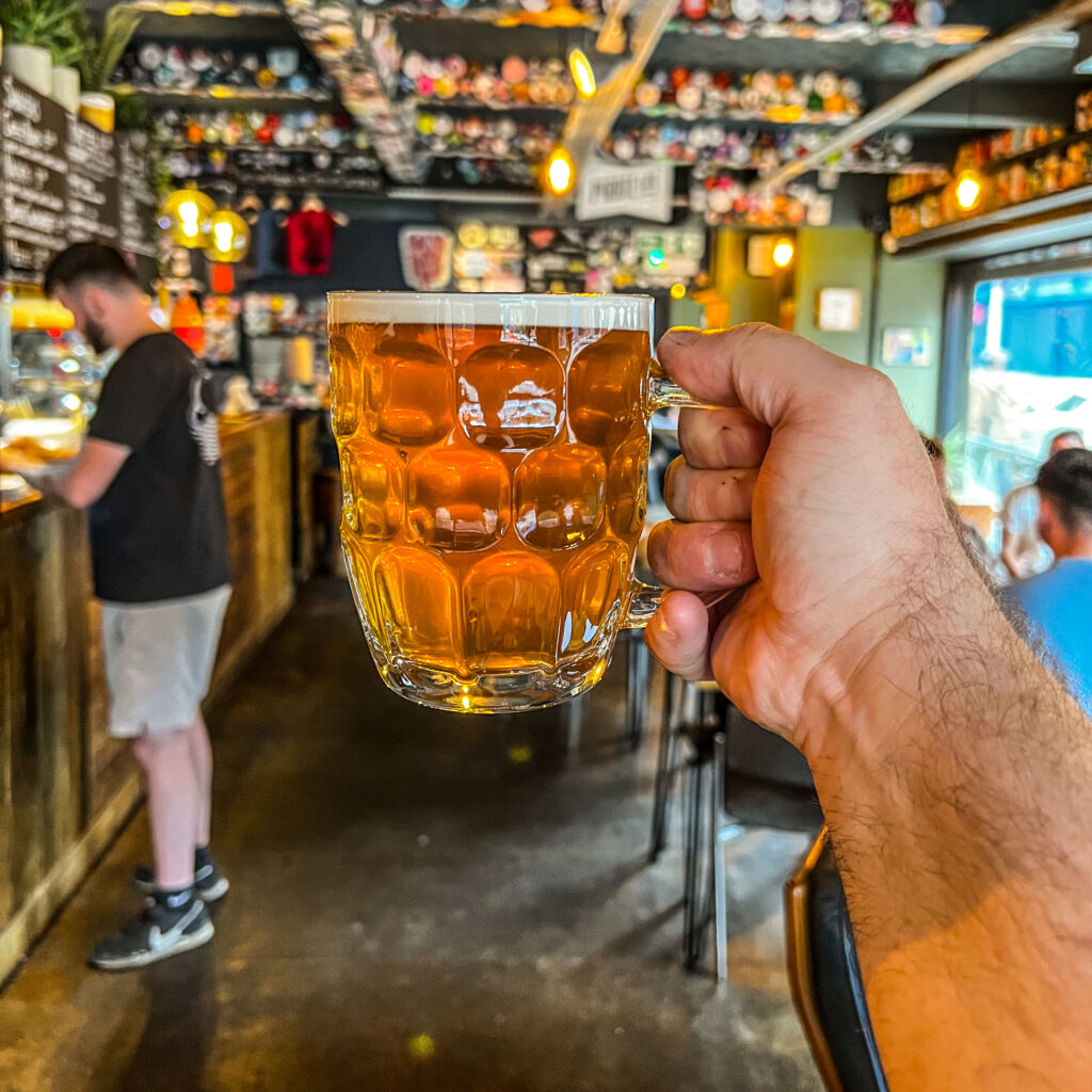 A pint of cask ale at The Wolf.