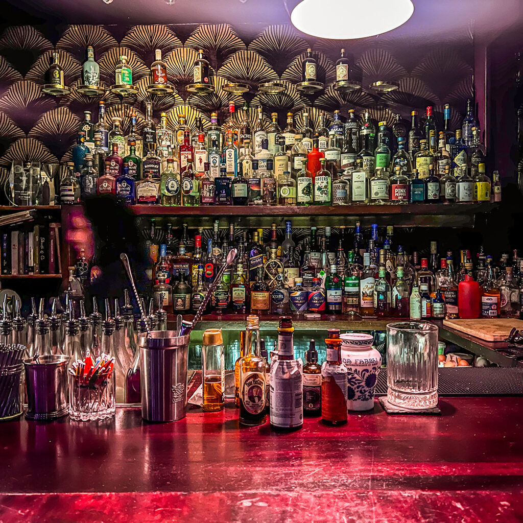 The bar and spirit selection at 40 St Pauls