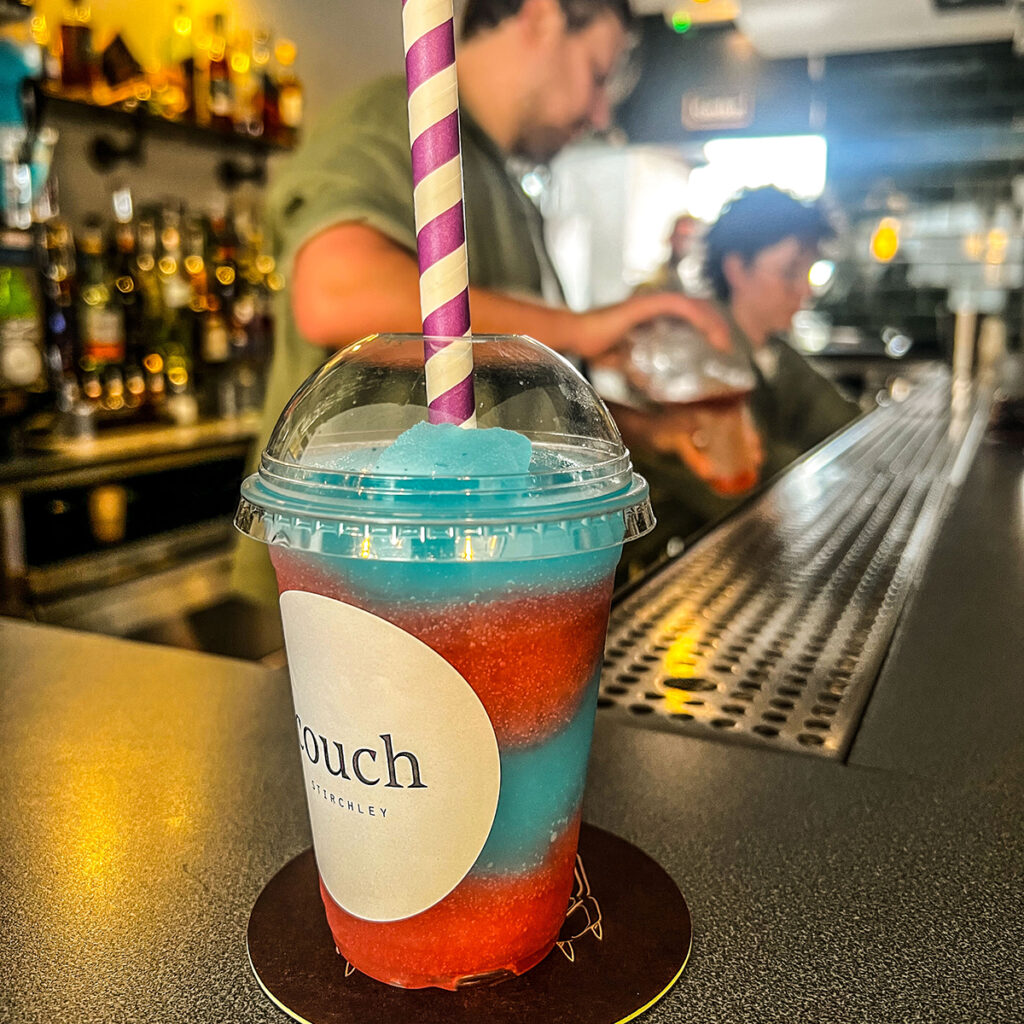 A Couch half and half slushy cocktail