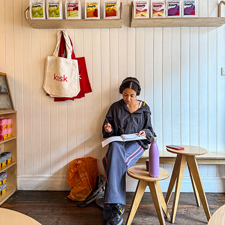 A person relaxing in Kiosk. One of the places on my list of bars and restaurants in York.