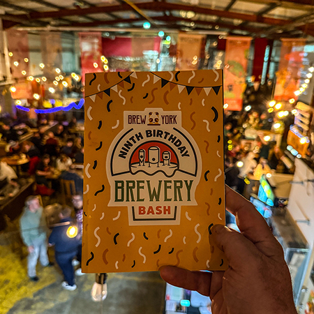A brochure from Brew Yorks 9th birthday party.