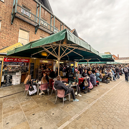 The street food market at The Shambles Market.