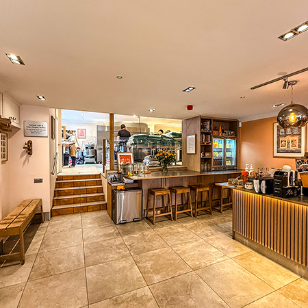 A view up to the bakery area at Heppni Bakeri.