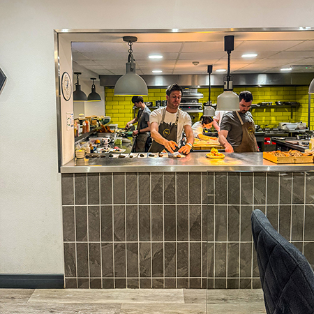The servery at Skosh, and Neil Bentinck. One of my picks on the list of bars and restaurants in York.