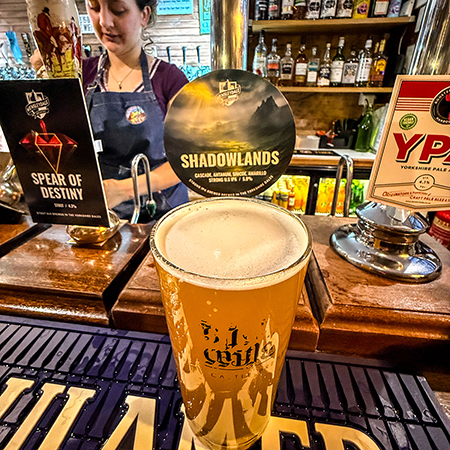 A fresh pint of cask ale.