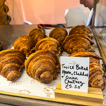 Filled pastries at Heppni Bakeri, York.