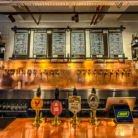 The beer line up at Society