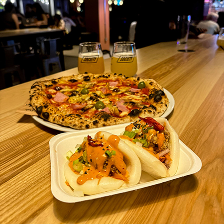 Beer, pizza and bao at Society