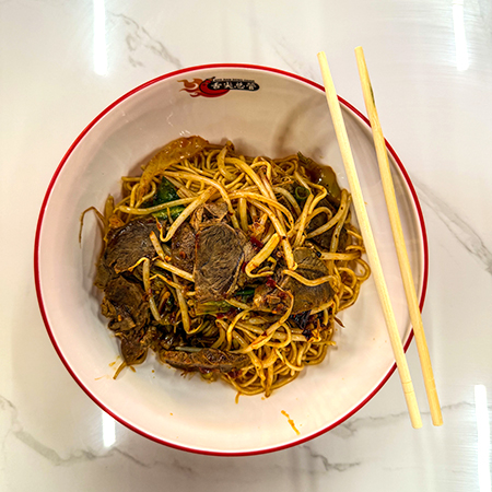 Noodles and beef